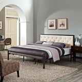 Mia King Fabric Bed Brown Beige MOD-5184-BRN-BEI-SET