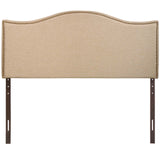 Curl Queen Nailhead Upholstered Headboard Cafe MOD-5206-CAF