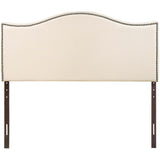 Curl Queen Nailhead Upholstered Headboard Ivory MOD-5206-IVO