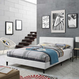 Linnea Full Faux Leather Bed White MOD-5423-WHI