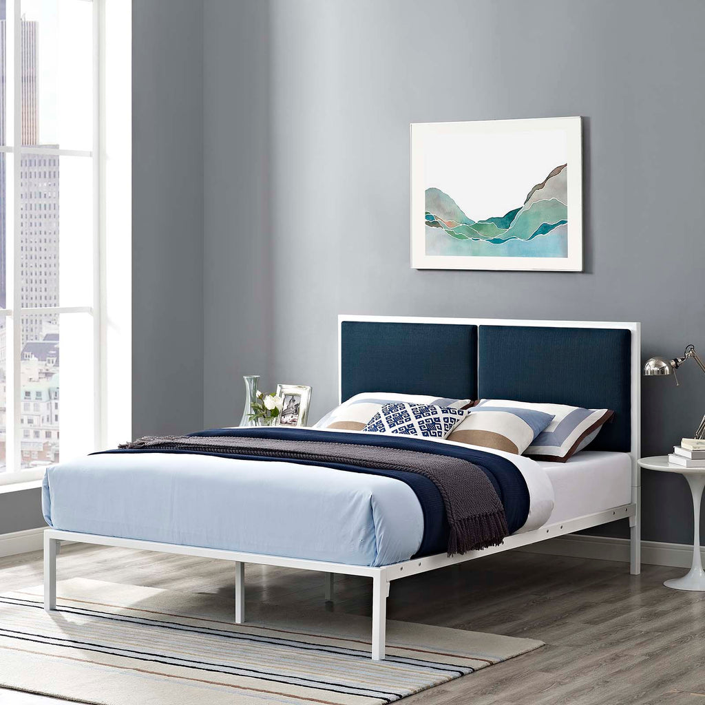 Della King Fabric Bed White Azure MOD-5463-WHI-AZU