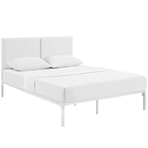 Della King Vinyl Bed MOD-5464-WHI-WHI