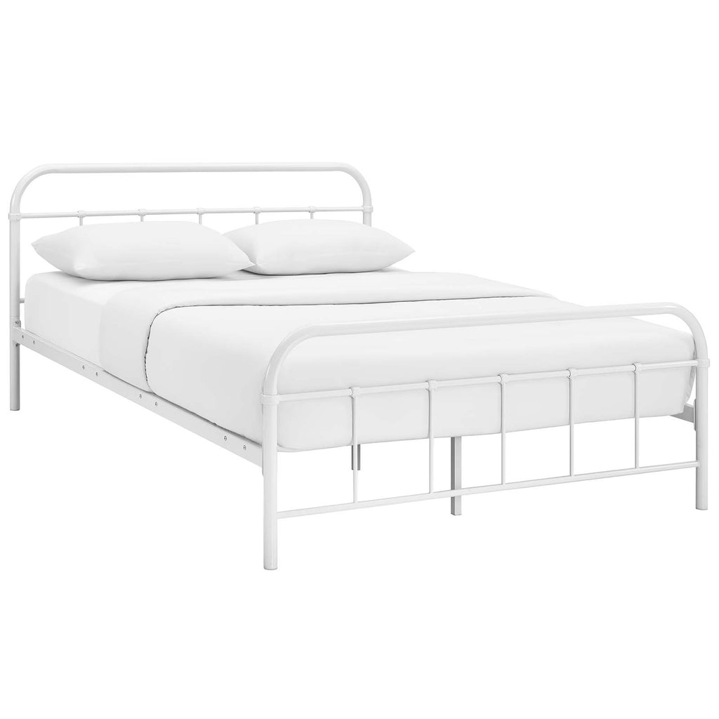 Maisie Queen Stainless Steel Bed Frame White MOD-5533-WHI-SET