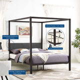 Raina Queen Canopy Bed Frame Brown Gray MOD-5570-BRN-GRY