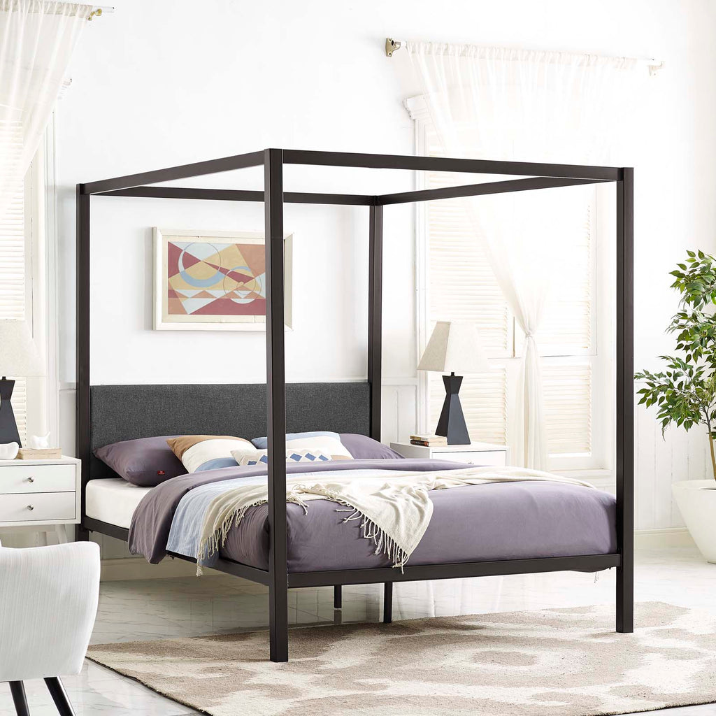 Raina Queen Canopy Bed Frame Brown Gray MOD-5570-BRN-GRY