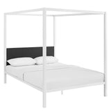 Raina Queen Canopy Bed Frame White Gray MOD-5570-WHI-GRY