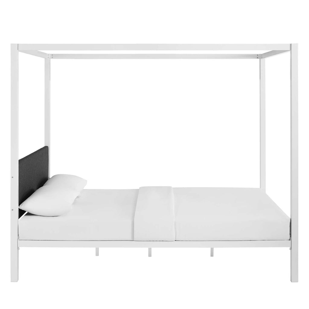 Raina Queen Canopy Bed Frame White Gray MOD-5570-WHI-GRY