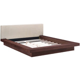 Freja Queen Fabric Platform Bed Walnut Beige MOD-5721-WAL-BEI-SET