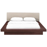 Freja Queen Fabric Platform Bed Walnut Beige MOD-5721-WAL-BEI-SET