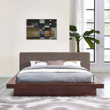 Freja Queen Fabric Platform Bed Walnut Brown MOD-5721-WAL-BRN-SET