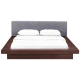 Freja Queen Fabric Platform Bed Walnut Gray MOD-5721-WAL-GRY-SET