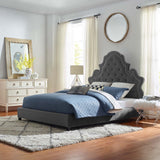 Valentina Queen Tufted Nailhead Performance Velvet Platform Bed Gray MOD-5808-GRY