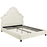 Valentina Queen Tufted Nailhead Performance Velvet Platform Bed Ivory MOD-5808-IVO