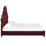 Valentina Queen Tufted Nailhead Performance Velvet Platform Bed Maroon MOD-5808-MAR