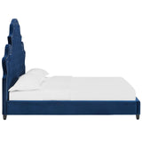 Valentina Queen Tufted Nailhead Performance Velvet Platform Bed Navy MOD-5808-NAV