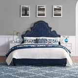 Valentina Queen Tufted Nailhead Performance Velvet Platform Bed Navy MOD-5808-NAV