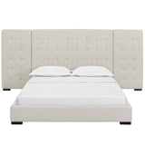 Sierra Queen Upholstered Fabric Platform Bed Beige MOD-5818-BEI