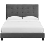 Melanie Queen Tufted Button Upholstered Performance Velvet Platform Bed Gray MOD-5822-GRY