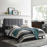 Melanie Queen Tufted Button Upholstered Performance Velvet Platform Bed Gray MOD-5822-GRY