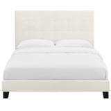 Melanie Queen Tufted Button Upholstered Performance Velvet Platform Bed Ivory MOD-5822-IVO