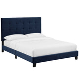 Melanie Queen Tufted Button Upholstered Performance Velvet Platform Bed Midnight Blue MOD-5822-MID