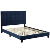 Melanie Queen Tufted Button Upholstered Performance Velvet Platform Bed Midnight Blue MOD-5822-MID