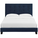 Melanie Queen Tufted Button Upholstered Performance Velvet Platform Bed Midnight Blue MOD-5822-MID