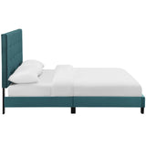 Melanie Queen Tufted Button Upholstered Performance Velvet Platform Bed Sea Blue MOD-5822-SEA