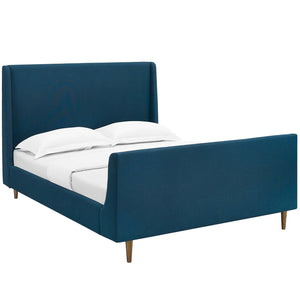 Aubree Queen Upholstered Fabric Sleigh Platform Bed Azure MOD-5824-AZU