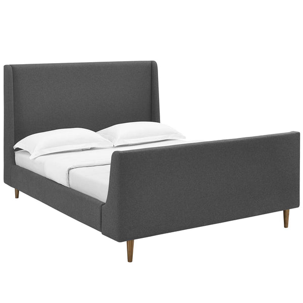 Aubree Queen Upholstered Fabric Sleigh Platform Bed Gray MOD-5824-GRY