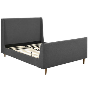 Aubree Queen Upholstered Fabric Sleigh Platform Bed Gray MOD-5824-GRY