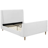 Aubree Queen Upholstered Fabric Sleigh Platform Bed White MOD-5824-WHI