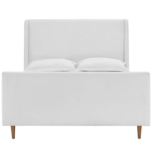 Aubree Queen Upholstered Fabric Sleigh Platform Bed White MOD-5824-WHI