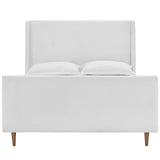 Aubree Queen Upholstered Fabric Sleigh Platform Bed White MOD-5824-WHI