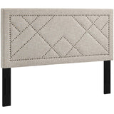 Reese Nailhead Full / Queen Upholstered Linen Fabric Headboard Beige MOD-5844-BEI