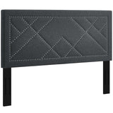 Reese Nailhead Full / Queen Upholstered Linen Fabric Headboard Gray MOD-5844-GRY