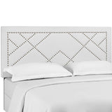 Reese Nailhead Full / Queen Upholstered Linen Fabric Headboard White MOD-5844-WHI