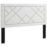 Reese Nailhead Full / Queen Upholstered Linen Fabric Headboard White MOD-5844-WHI