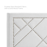 Reese Nailhead Full / Queen Upholstered Linen Fabric Headboard White MOD-5844-WHI