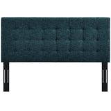 Paisley Tufted Twin Upholstered Linen Fabric Headboard Azure MOD-5846-AZU