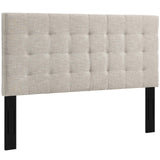 Paisley Tufted Twin Upholstered Linen Fabric Headboard Beige MOD-5846-BEI