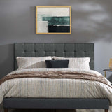 Paisley Tufted Twin Upholstered Linen Fabric Headboard Gray MOD-5846-GRY