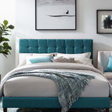 Paisley Tufted Twin Upholstered Linen Fabric Headboard Teal MOD-5846-TEA