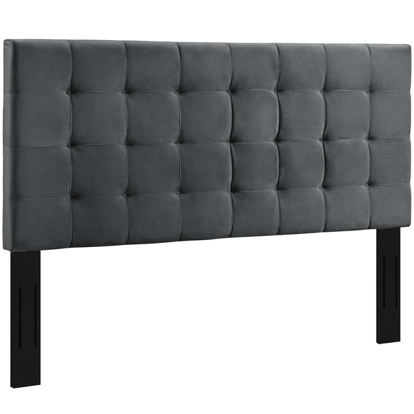 Paisley Tufted Twin Upholstered Performance Velvet Headboard Gray MOD-5847-GRY