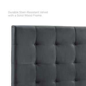 Paisley Tufted Twin Upholstered Performance Velvet Headboard Gray MOD-5847-GRY