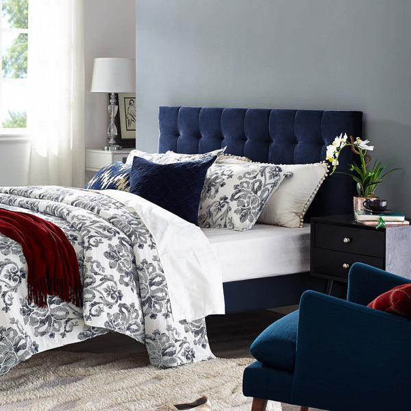 Paisley Tufted Twin Upholstered Performance Velvet Headboard Midnight Blue MOD-5847-MID