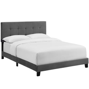 Amira Twin Performance Velvet Bed Gray MOD-5851-GRY