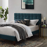 Paisley Tufted Full / Queen Upholstered Linen Fabric Headboard Azure MOD-5852-AZU