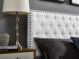 Helena Tufted Twin Upholstered Linen Fabric Headboard White MOD-5858-WHI