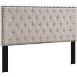 Helena Tufted Full / Queen Upholstered Linen Fabric Headboard Beige MOD-5860-BEI